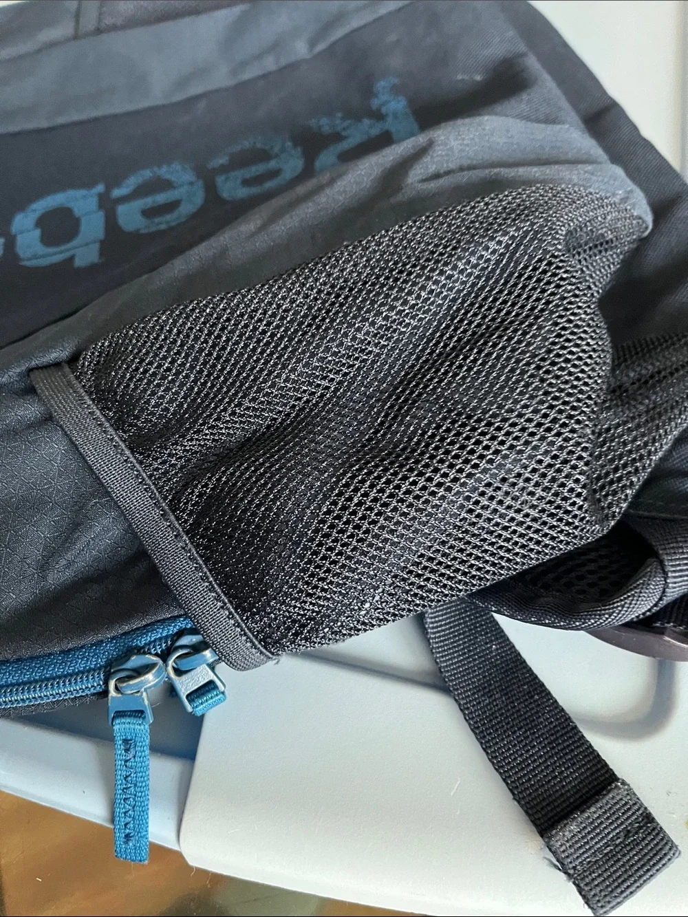 Reebok Black Backpack with Blue Logo and Trim